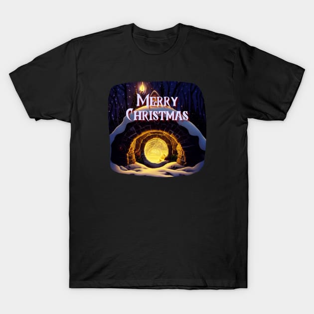 Merry Christmas - Round Door - Fantasy Christmas T-Shirt by Fenay-Designs